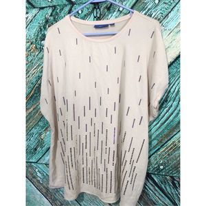 APT.9 Cap Sleeve Top Sequin Accents Beige Size XXL